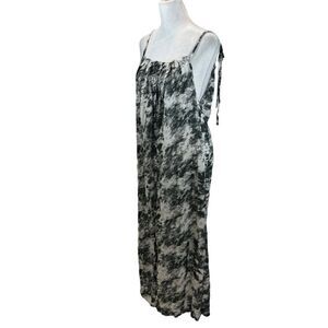 Ladies The Open Brand Black and White Tie Dye Long Button Front Swim Cover Up
